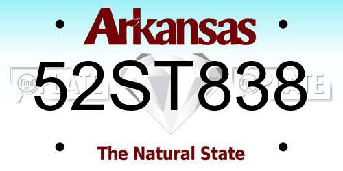 52ST838 Arkansas License Plate