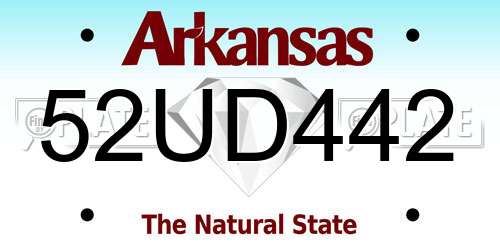 52UD442 Arkansas License Plate