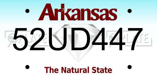 52UD447 Arkansas License Plate