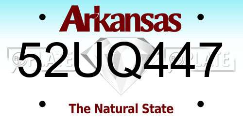 52UQ447 Arkansas License Plate