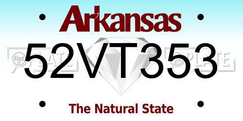 52VT353 Arkansas License Plate