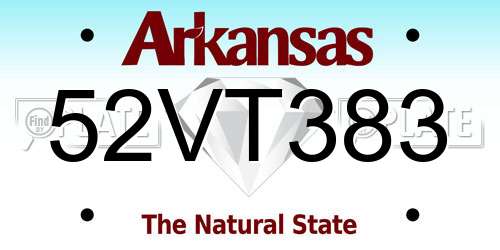 52VT383 Arkansas License Plate