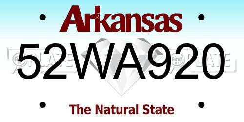 52WA920 Arkansas License Plate