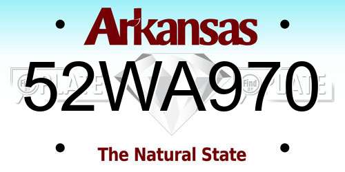52WA970 Arkansas License Plate