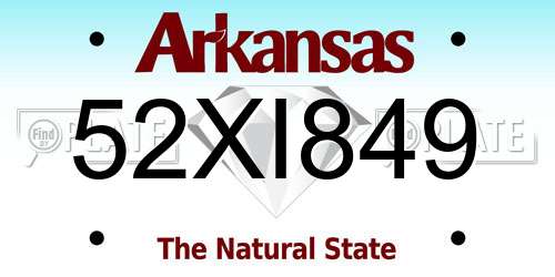 52XI849 Arkansas License Plate