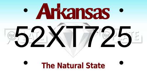 52XT725 Arkansas License Plate
