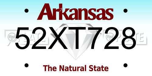 52XT728 Arkansas License Plate