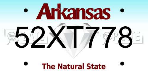 52XT778 Arkansas License Plate