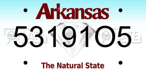 53191O5 Arkansas License Plate
