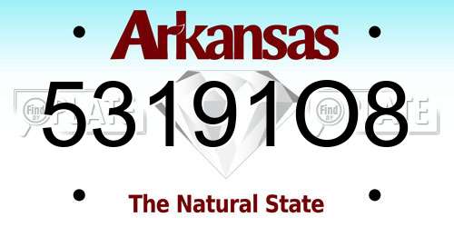 53191O8 Arkansas License Plate