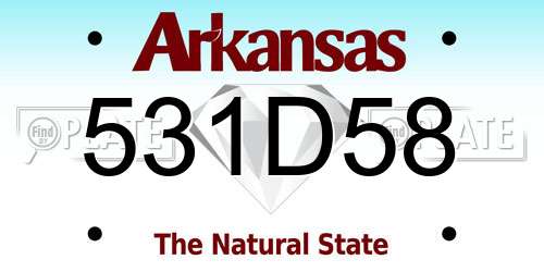 531D58 Arkansas License Plate