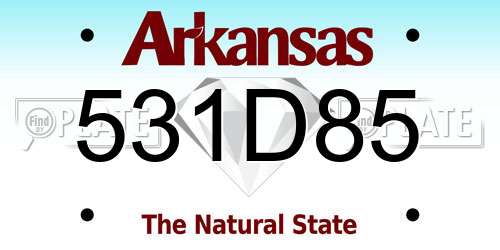 531D85 Arkansas License Plate