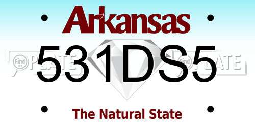 531DS5 Arkansas License Plate