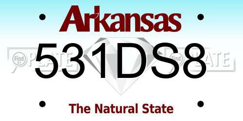 531DS8 Arkansas License Plate