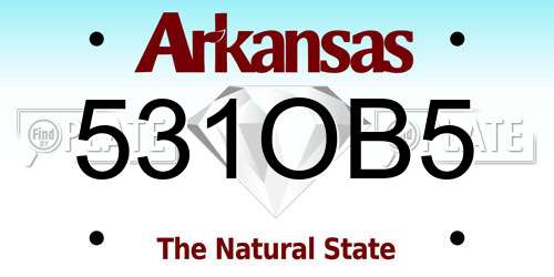 531OB5 Arkansas License Plate