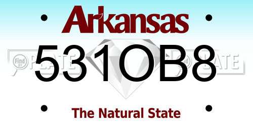 531OB8 Arkansas License Plate