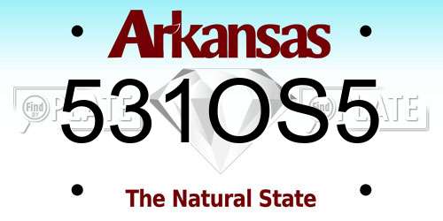 531OS5 Arkansas License Plate