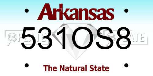531OS8 Arkansas License Plate
