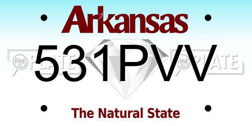531PVV Arkansas License Plate