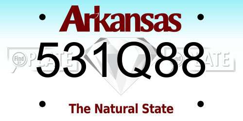 531Q88 Arkansas License Plate