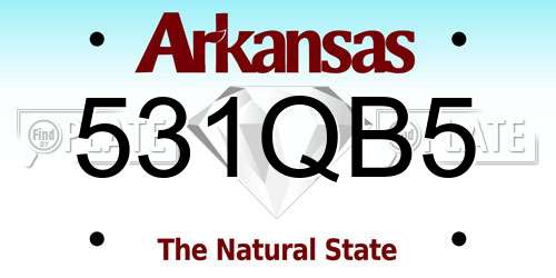 531QB5 Arkansas License Plate