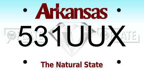 531UUX Arkansas License Plate