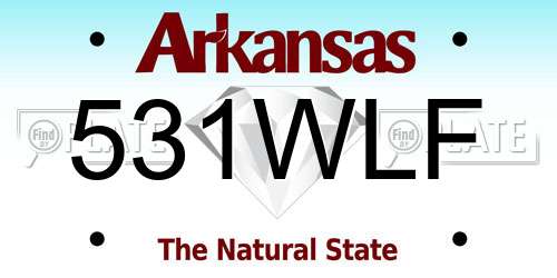 531WLF Arkansas License Plate
