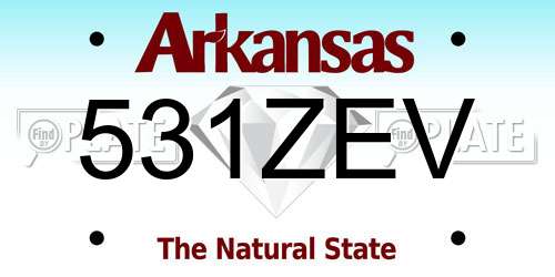 531ZEV Arkansas License Plate