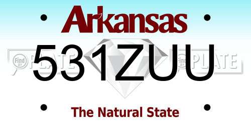 531ZUU Arkansas License Plate