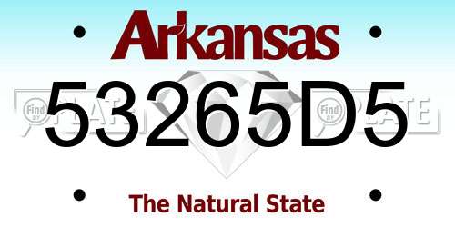 53265D5 Arkansas License Plate