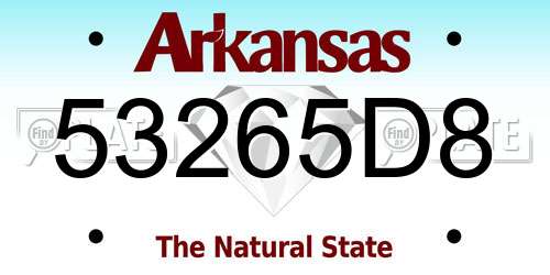53265D8 Arkansas License Plate