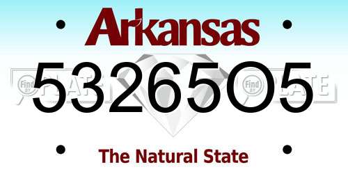 53265O5 Arkansas License Plate