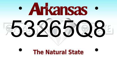 53265Q8 Arkansas License Plate