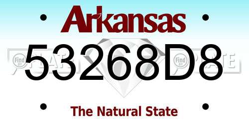 53268D8 Arkansas License Plate