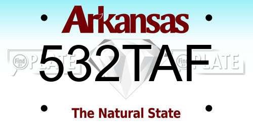 532TAF Arkansas License Plate