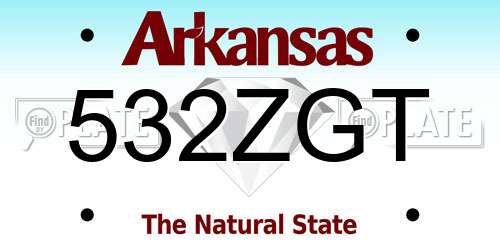 532ZGT Arkansas License Plate