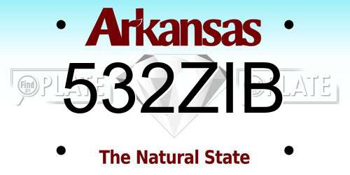 532ZIB Arkansas License Plate