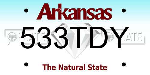533TDY Arkansas License Plate