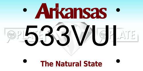 533VUI Arkansas License Plate