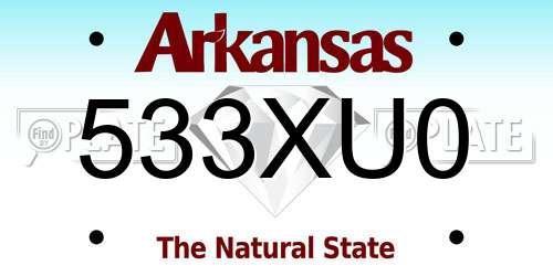 533XU0 Arkansas License Plate