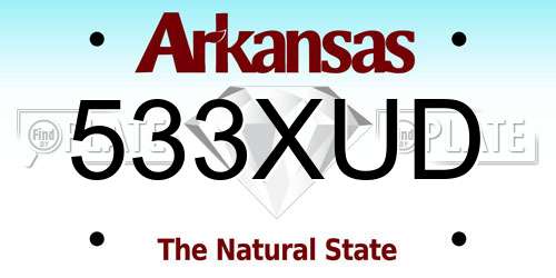 533XUD Arkansas License Plate