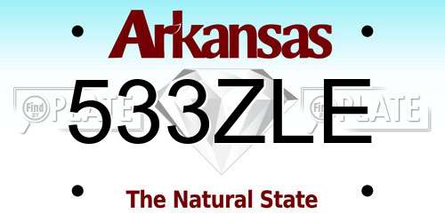 533ZLE Arkansas License Plate