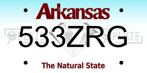 533ZRG Arkansas License Plate