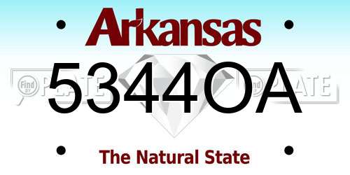 5344OA Arkansas License Plate