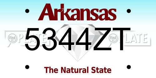 5344ZT Arkansas License Plate