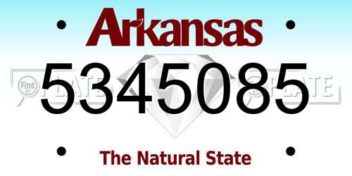 5345085 Arkansas License Plate