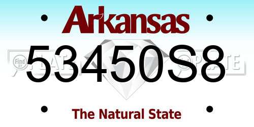 53450S8 Arkansas License Plate