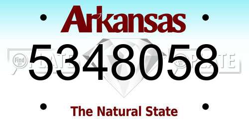 5348058 Arkansas License Plate