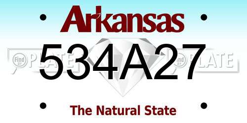 534A27 Arkansas License Plate