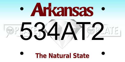 534AT2 Arkansas License Plate